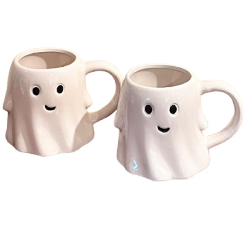 🆕- Set of 2 Halloween Ghosts Ceramic Coffee/Tea Mugs